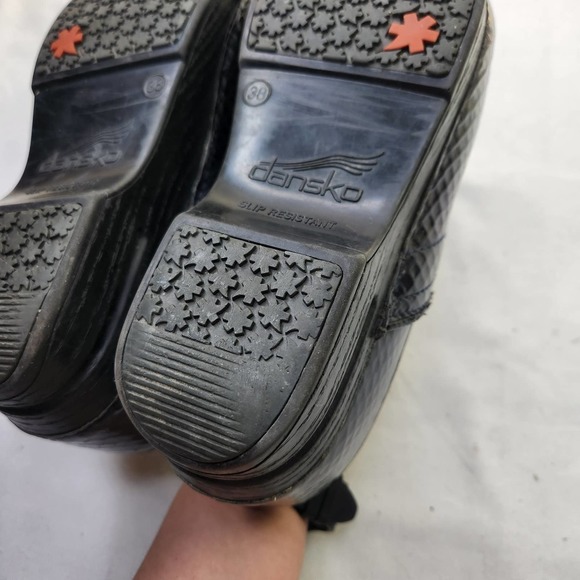 Dansko Blue Metallic Snake Clogs Nursing Shoes Size 38 US 7.5-8 - Picture 11 of 12